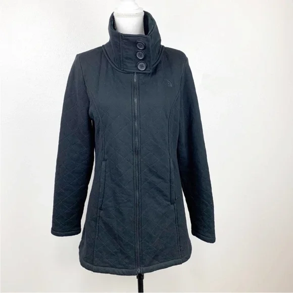 The North Face Caroluna Quilted long Jacket Fleece Lined Large L - Picture 2 of 13